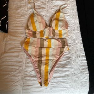 Aerie striped high waist bikini size M